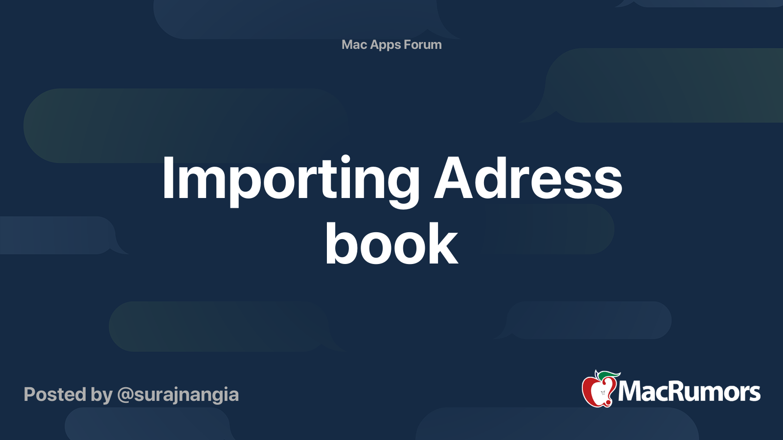 Importing Adress book MacRumors Forums