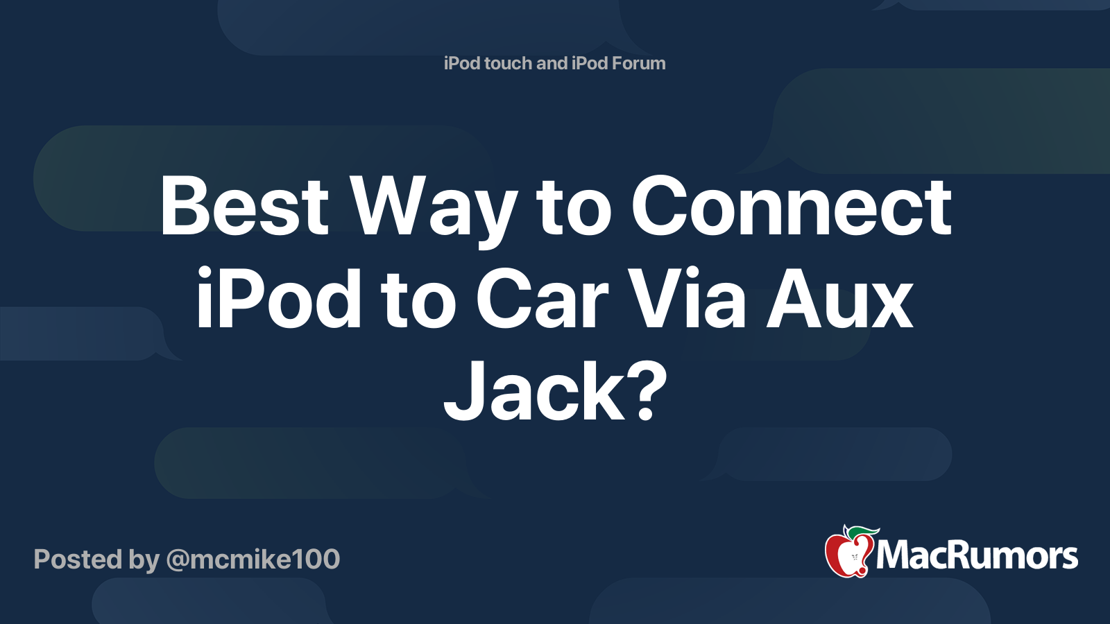 Best Way to Connect iPod to Car Via Aux Jack? MacRumors Forums