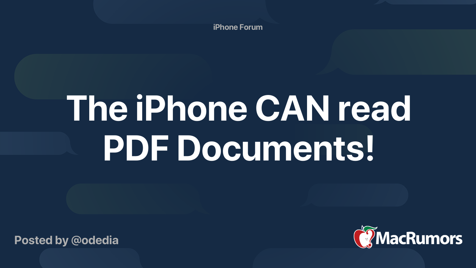 The iPhone CAN read PDF Documents! | MacRumors Forums