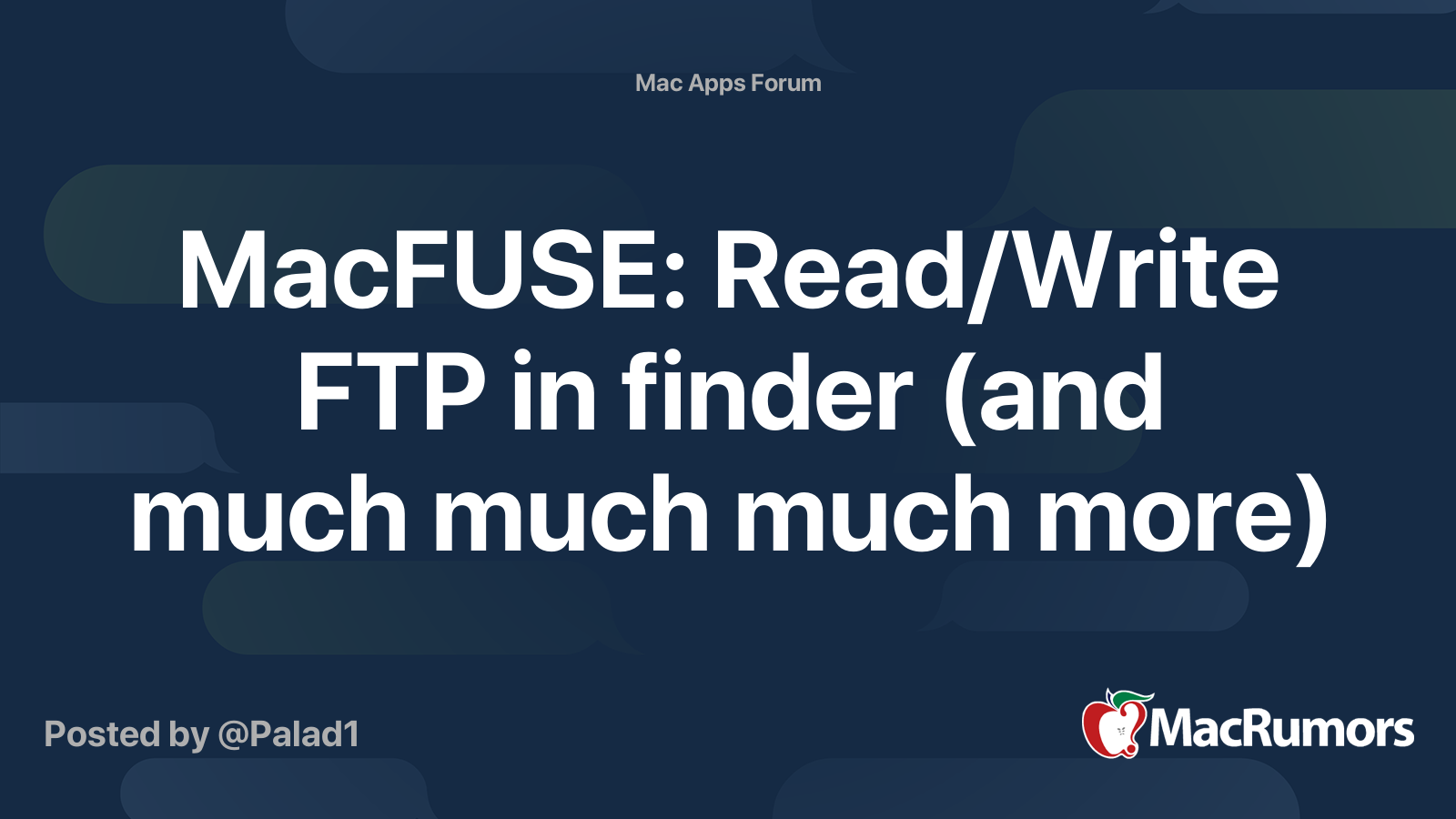 MacFUSE Read/Write FTP in finder (and much much much more) MacRumors