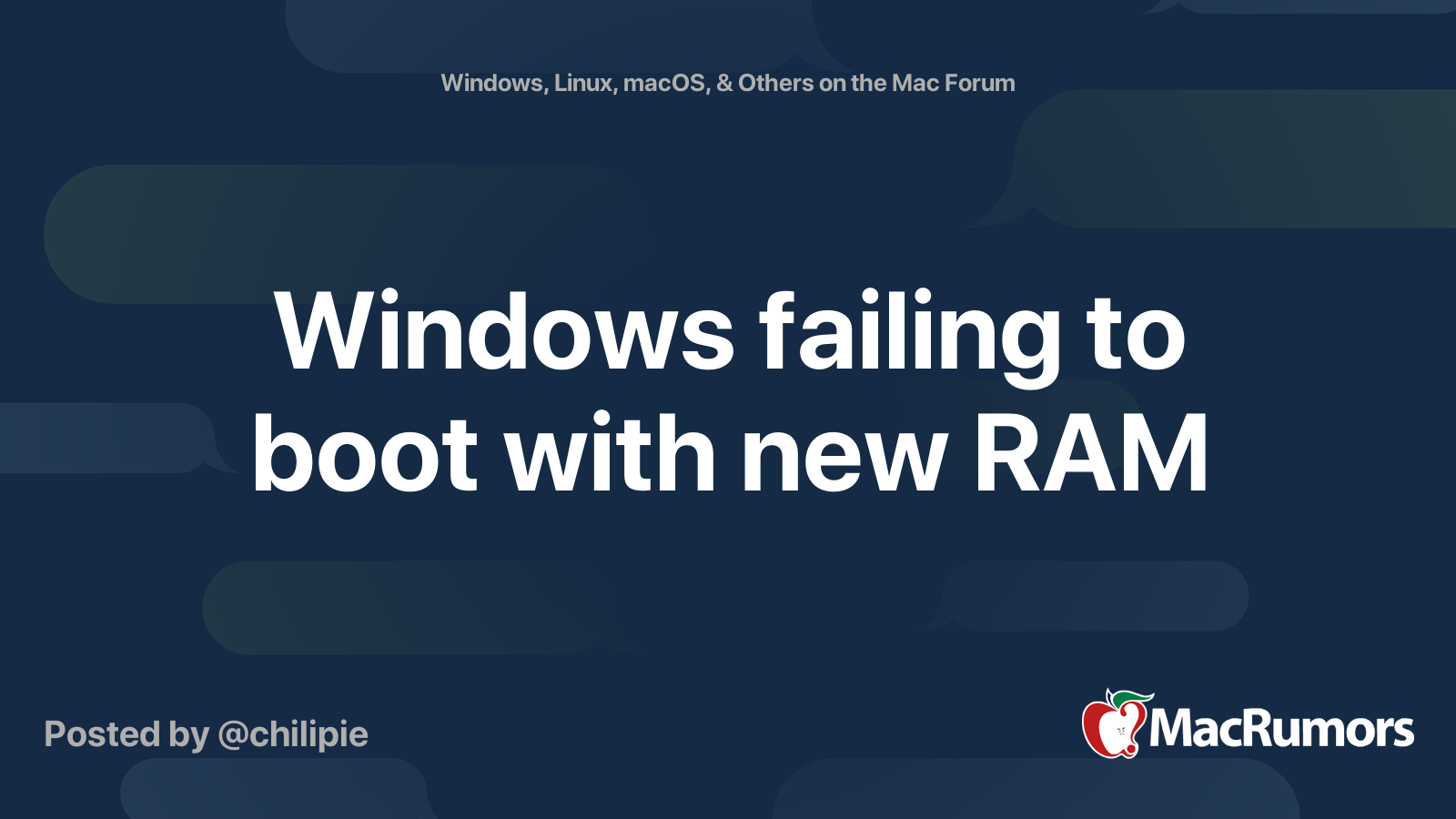 Windows failing to boot with new RAM | MacRumors Forums
