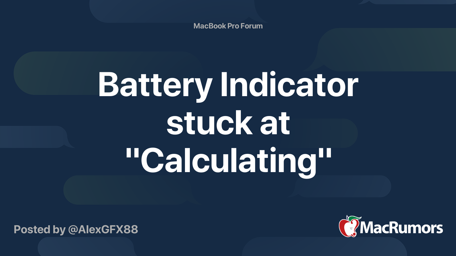 Battery Indicator stuck at "Calculating" MacRumors Forums