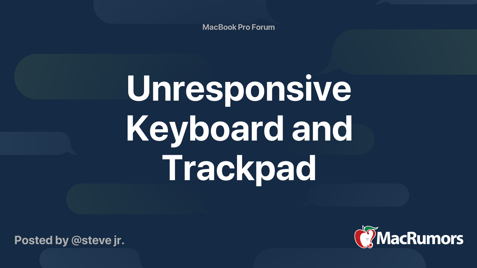 Unresponsive keyboard and trackpad macrumors forums
