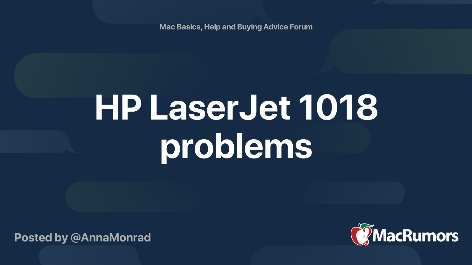 hjemme Godkendelse klap HP LaserJet 1018 problems | MacRumors Forums