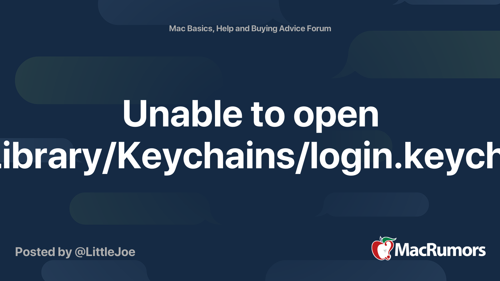 Unable to open /Library/Keychains/login.keychain MacRumors Forums