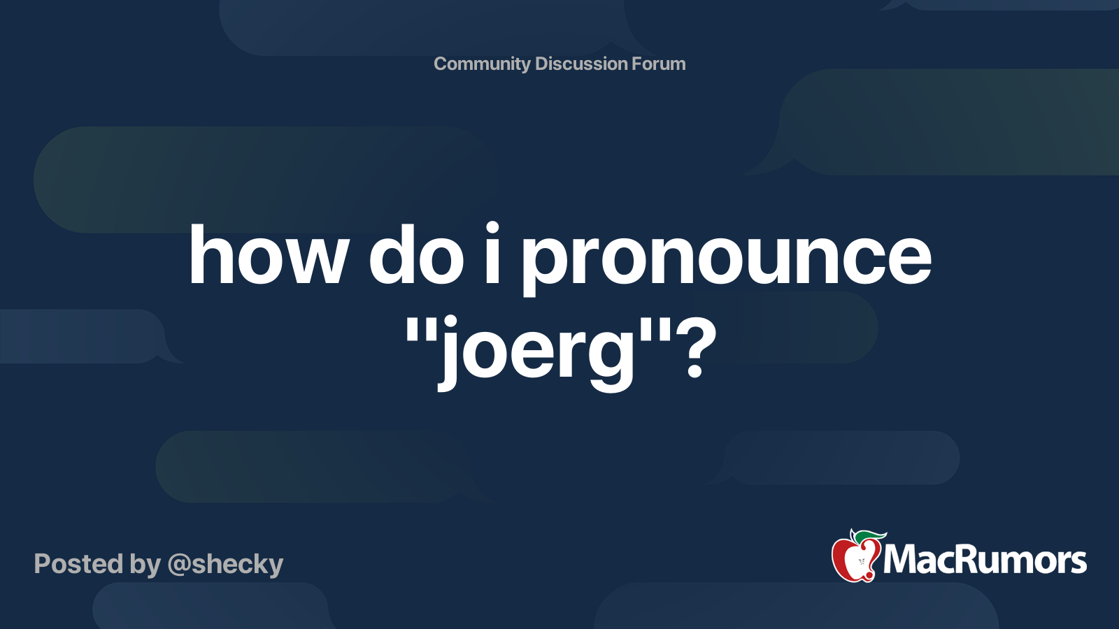 how do i pronounce "joerg"?  MacRumors Forums