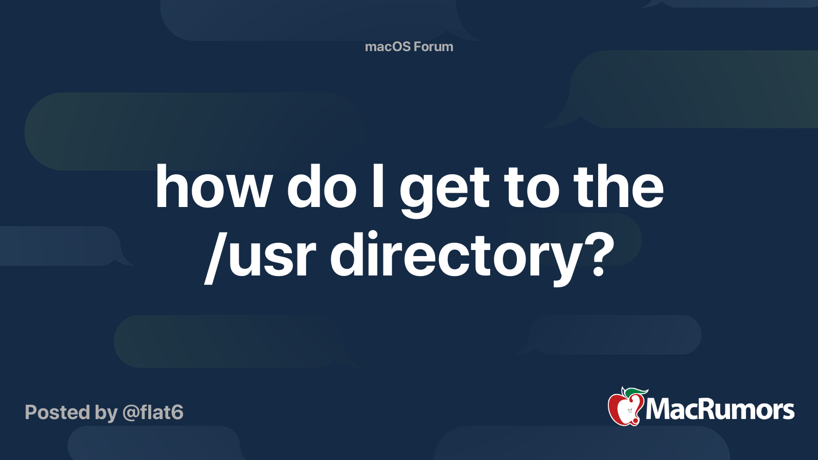 how do I get to the /usr directory? MacRumors Forums