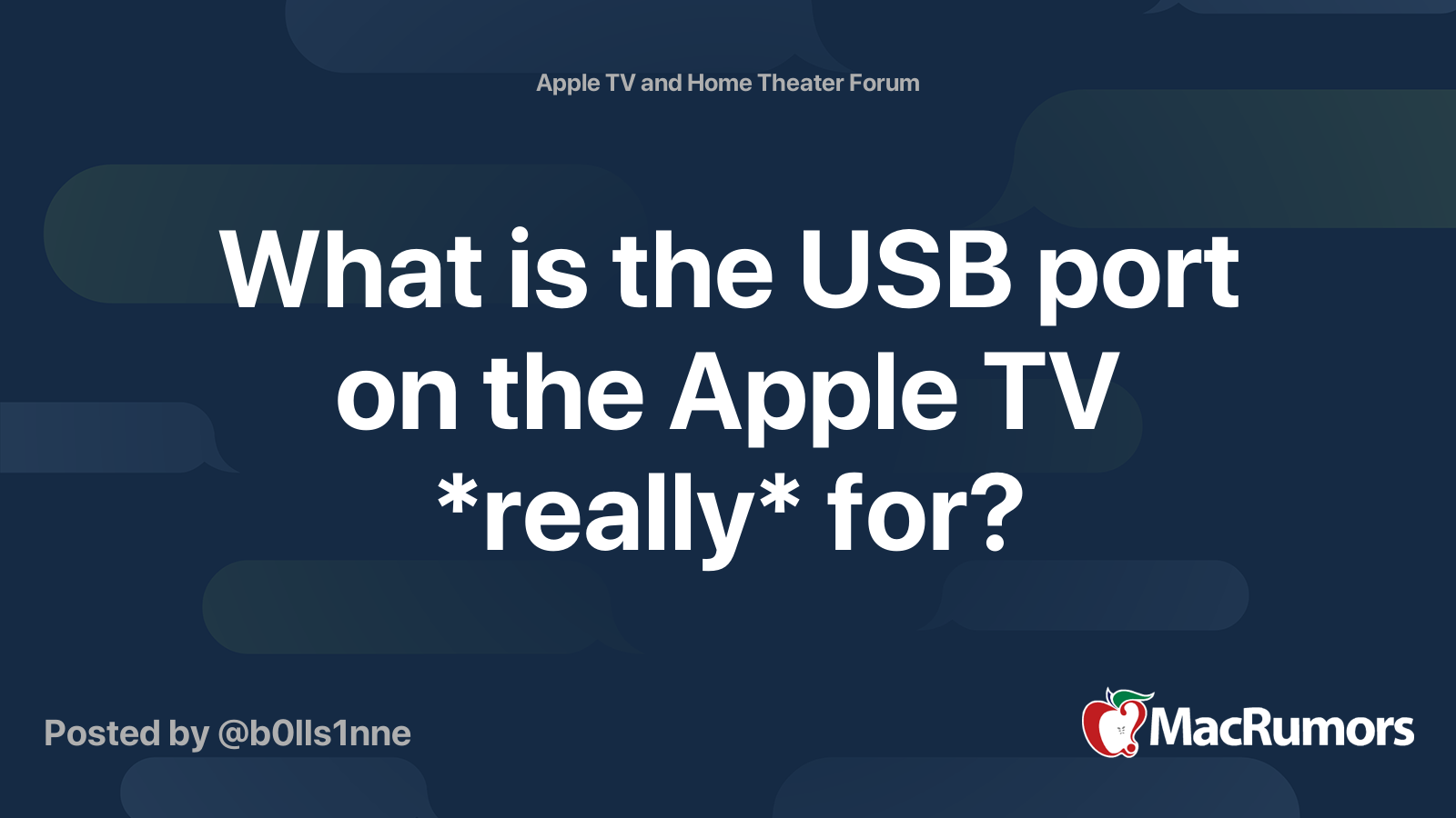 What is the USB port on the Apple TV *really* for? MacRumors Forums