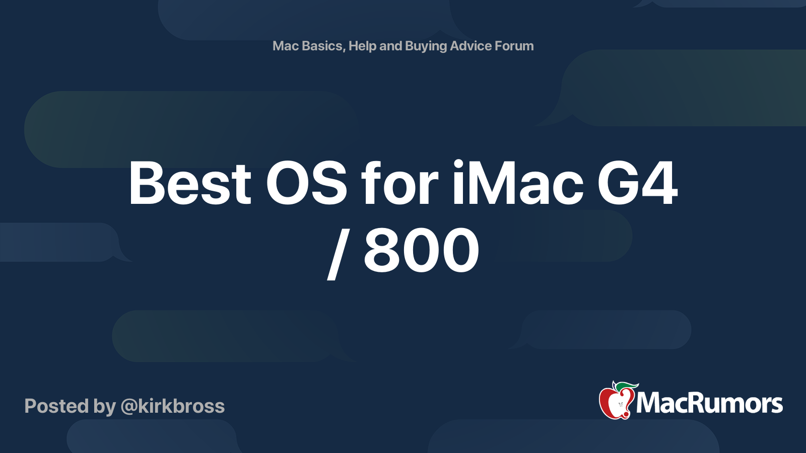 Best OS for iMac G4 / 800 | MacRumors Forums