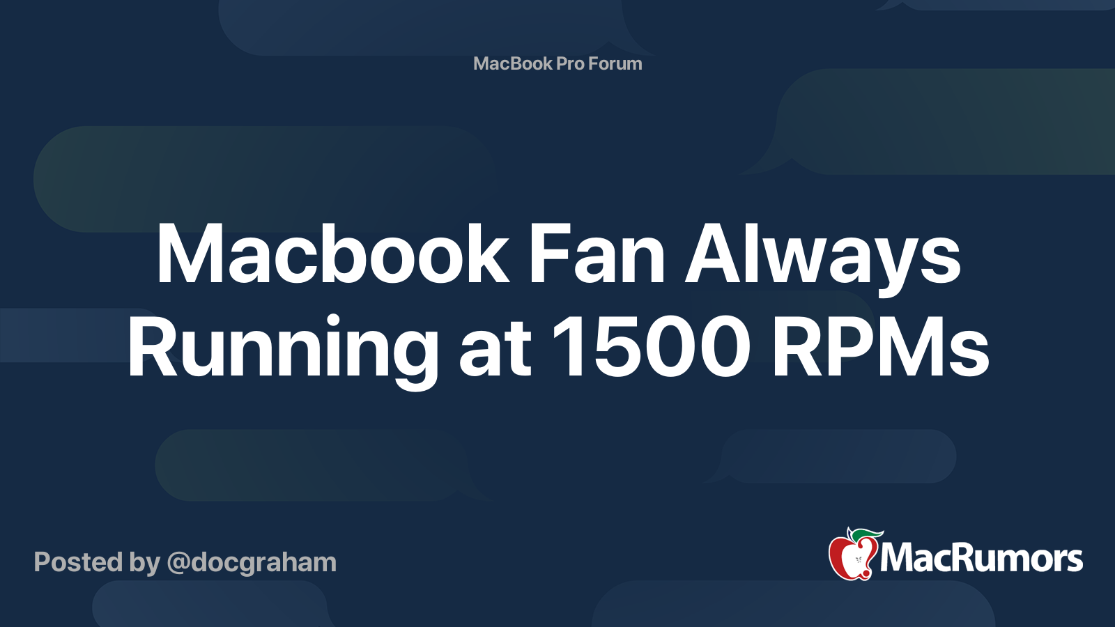 Macbook Fan Always Running at 1500 RPMs MacRumors Forums