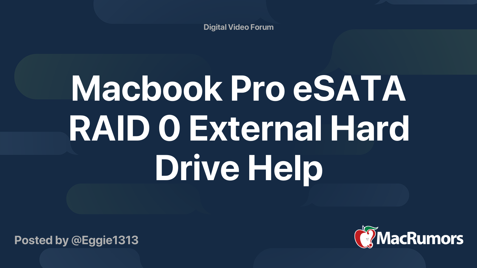 Macbook Pro eSATA RAID 0 External Hard Drive Help | MacRumors Forums