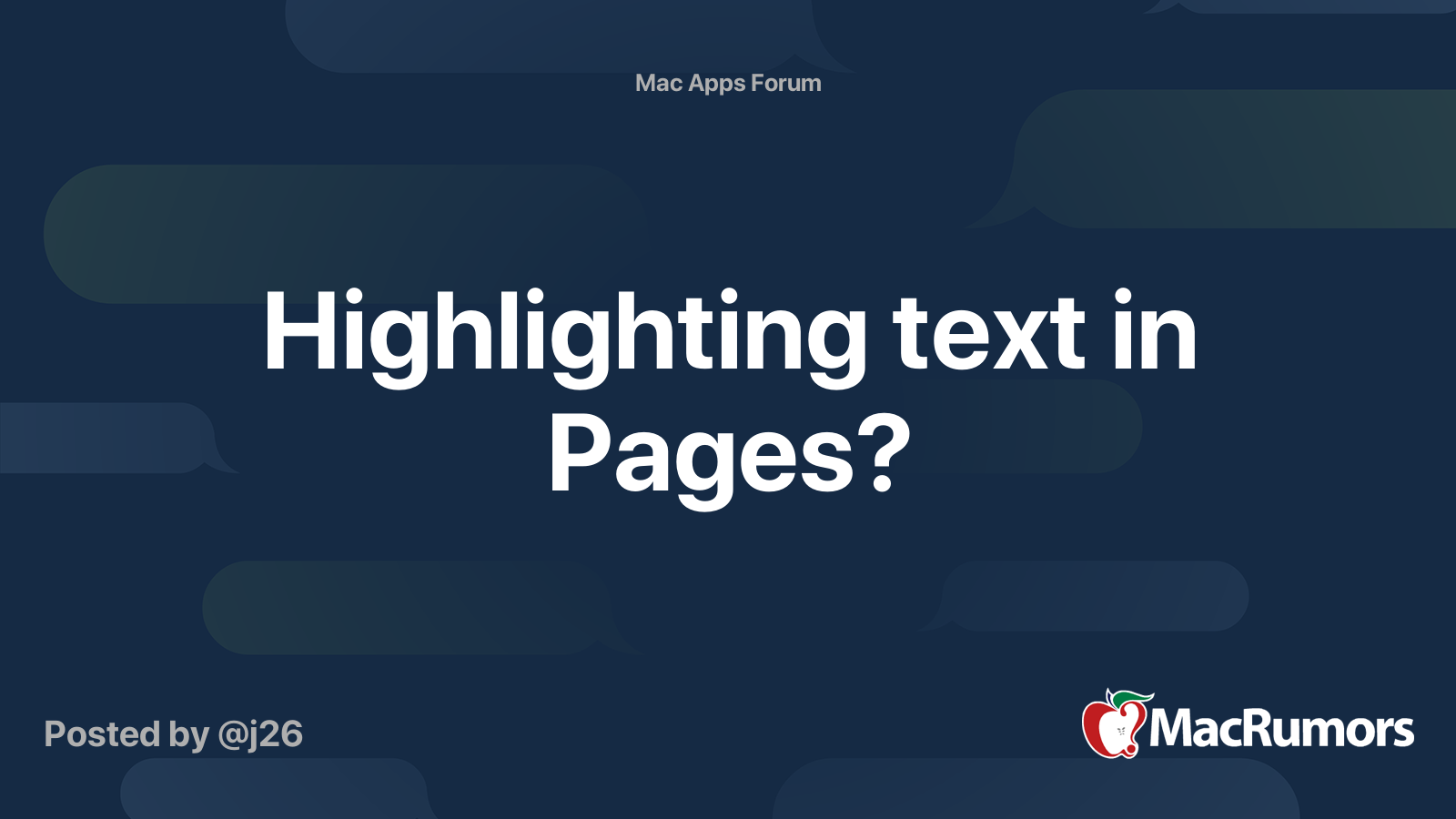 Highlighting text in Pages? MacRumors Forums