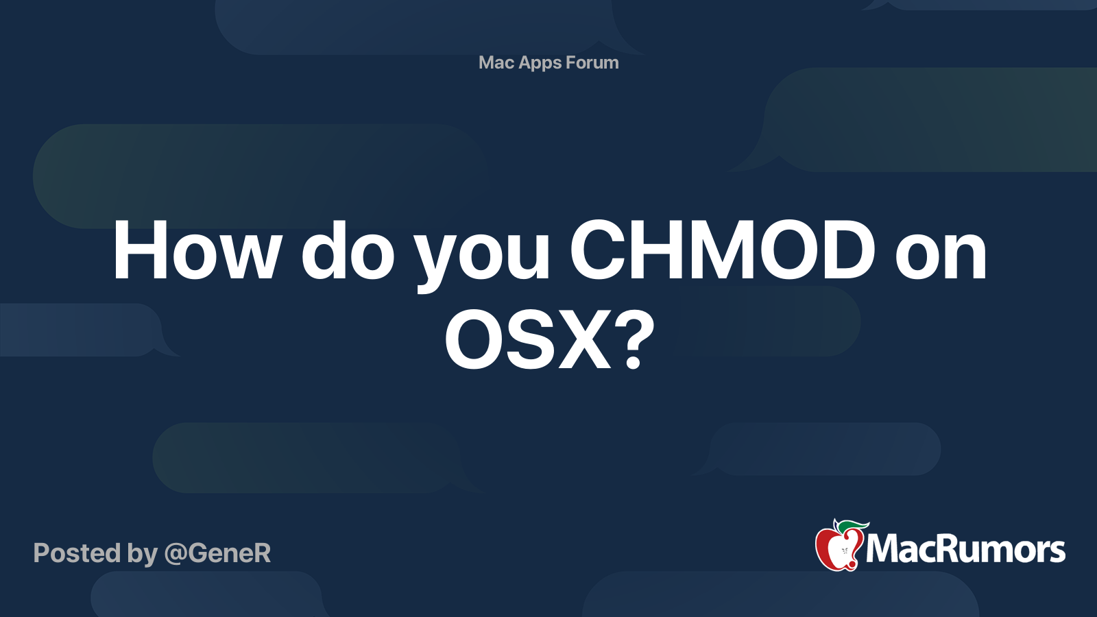 How Do You Chmod On Osx Macrumors Forums