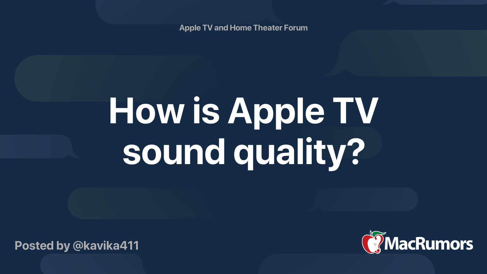 How is Apple TV sound quality? MacRumors Forums
