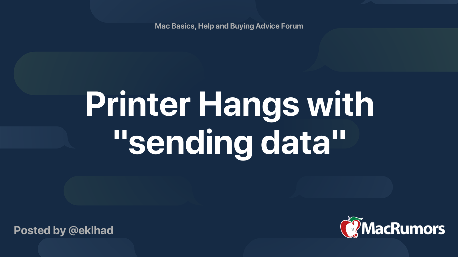 Hangs with "sending data" | MacRumors Forums