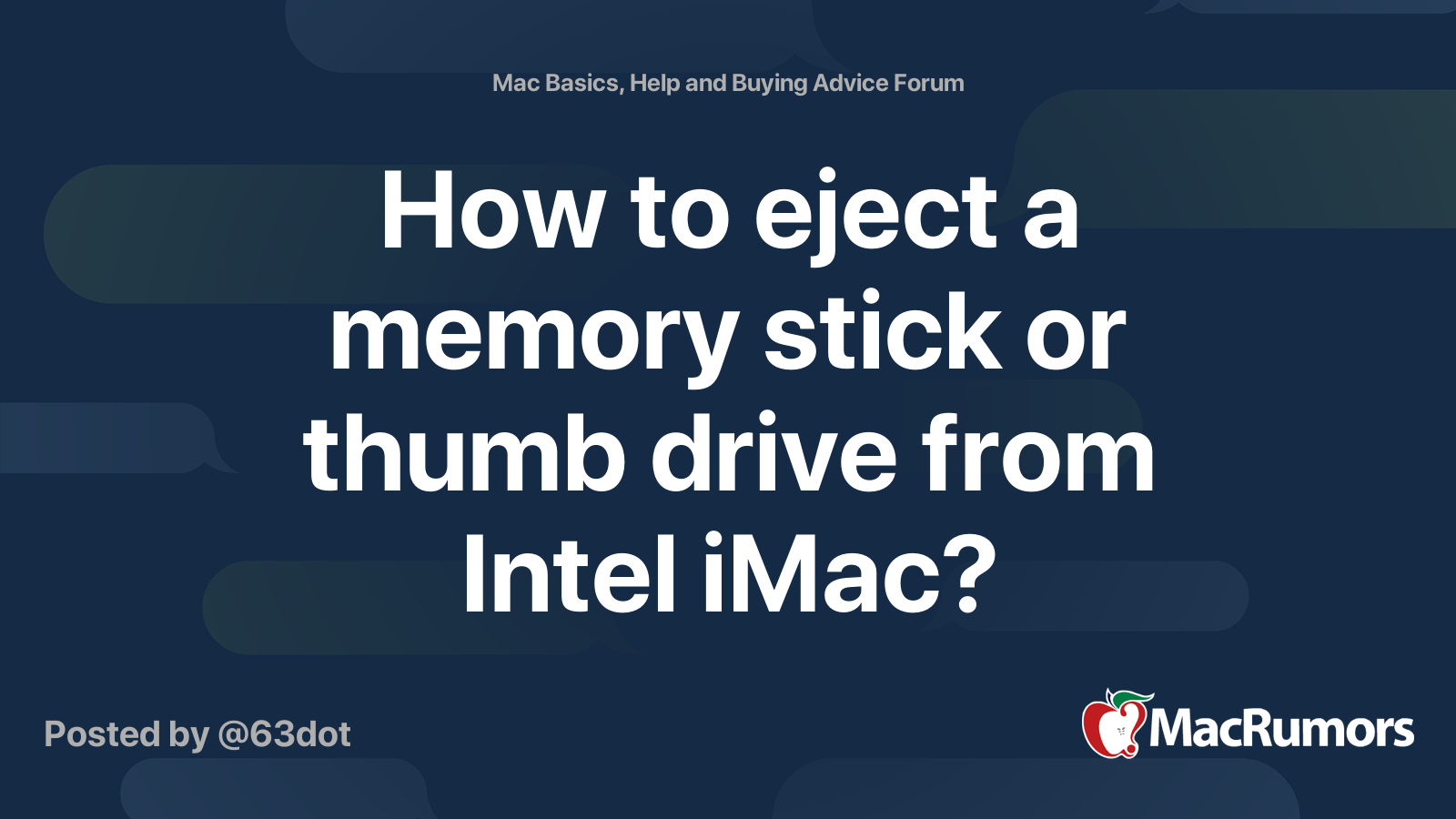 How to eject a memory stick or thumb drive from Intel iMac? MacRumors