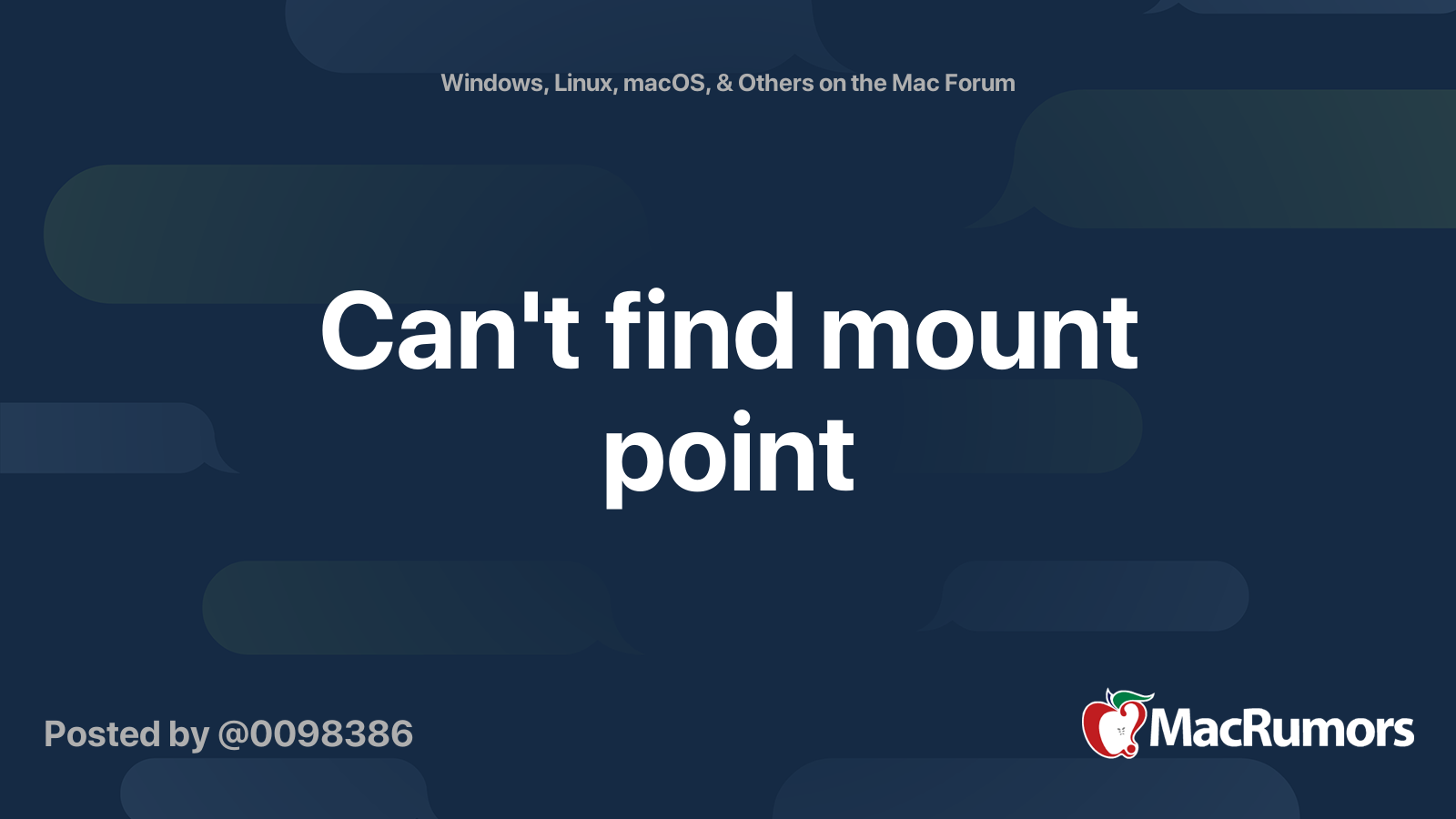 Can't find mount point MacRumors Forums