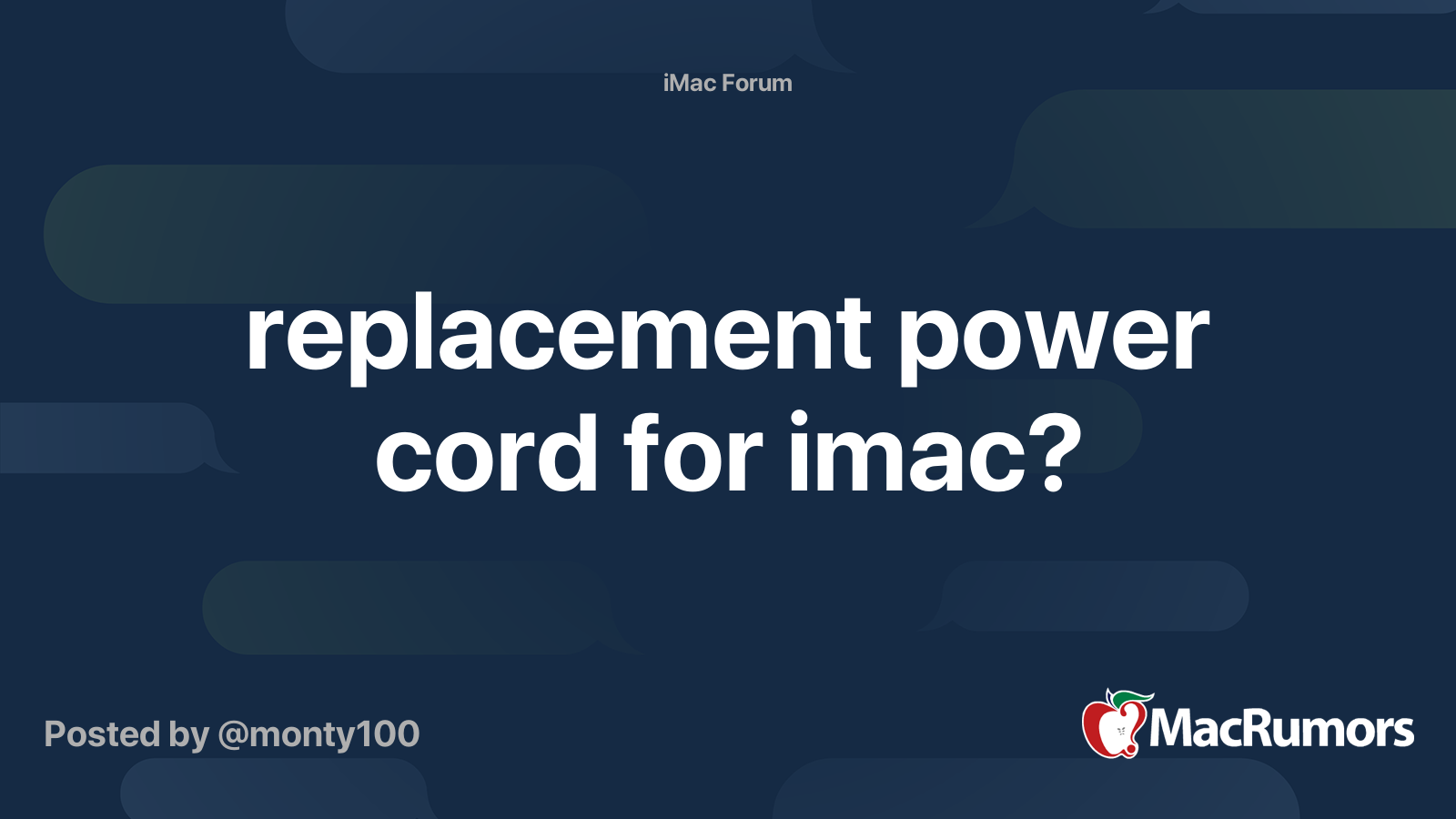 replacement power cord for imac? MacRumors Forums