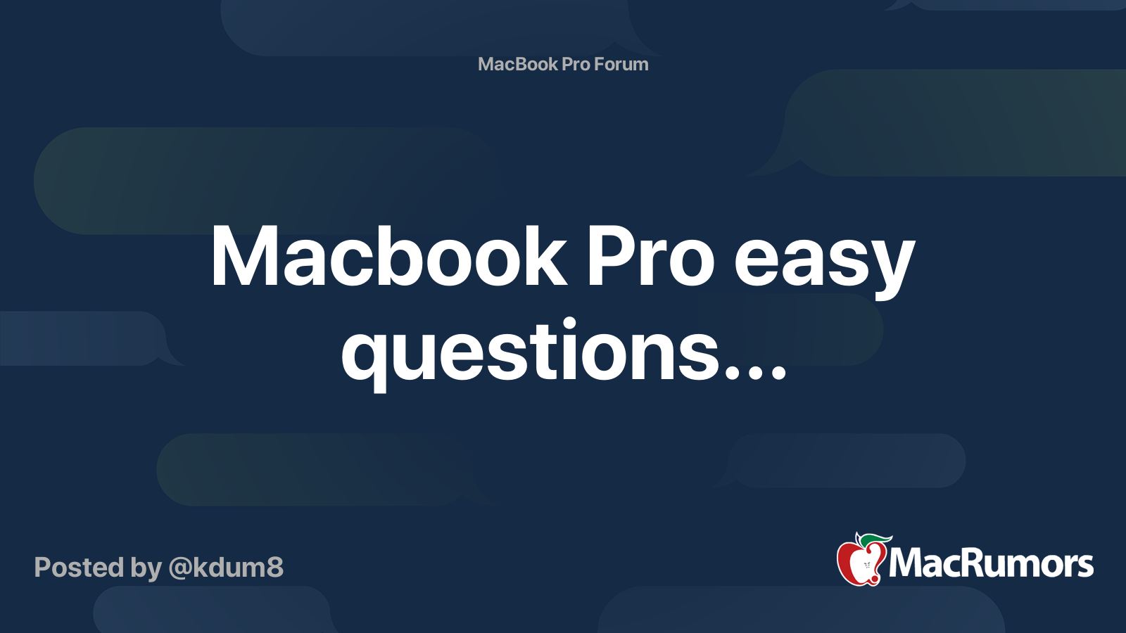 Macbook Pro easy questions... | MacRumors Forums