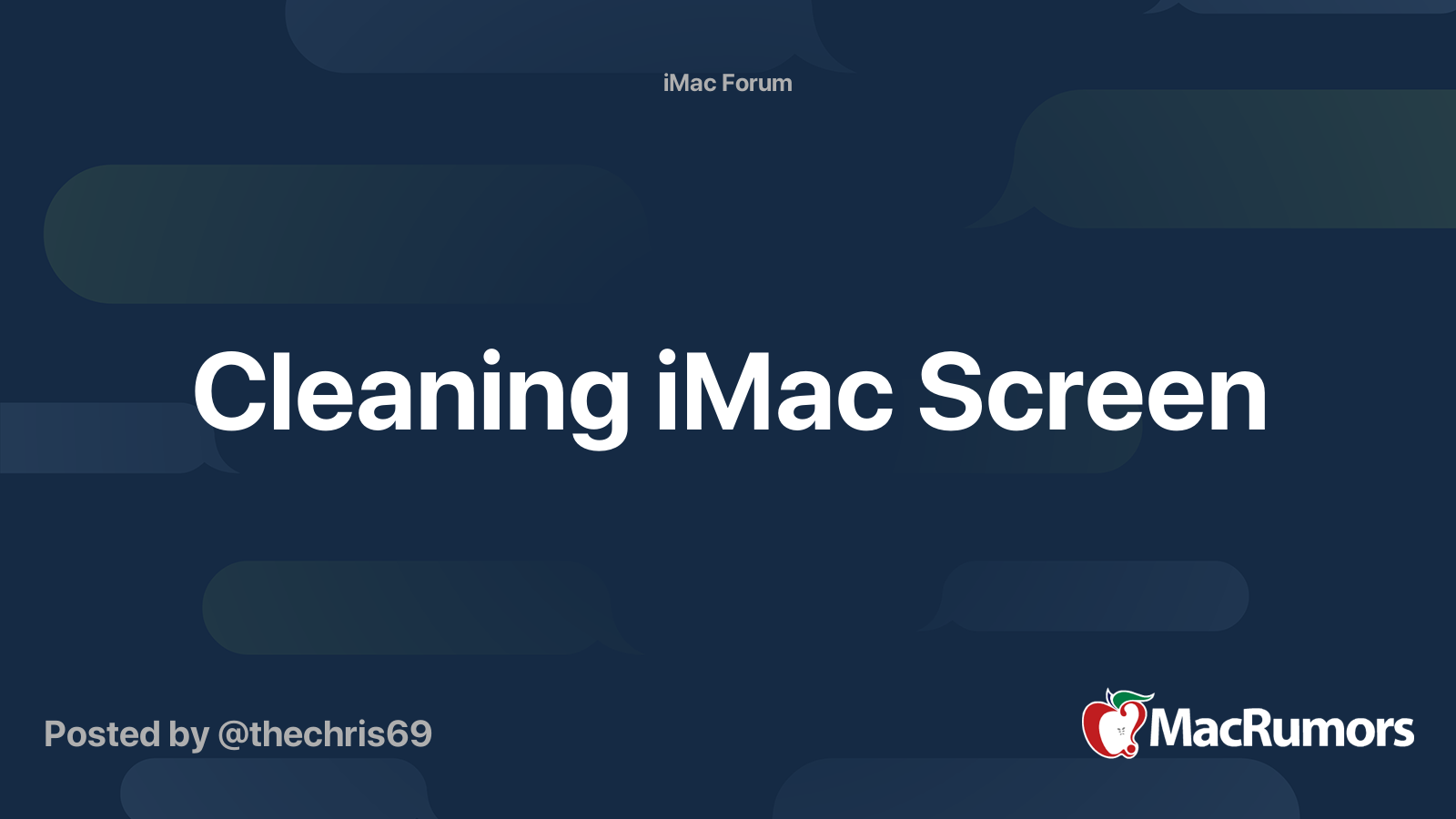 Cleaning iMac Screen MacRumors Forums