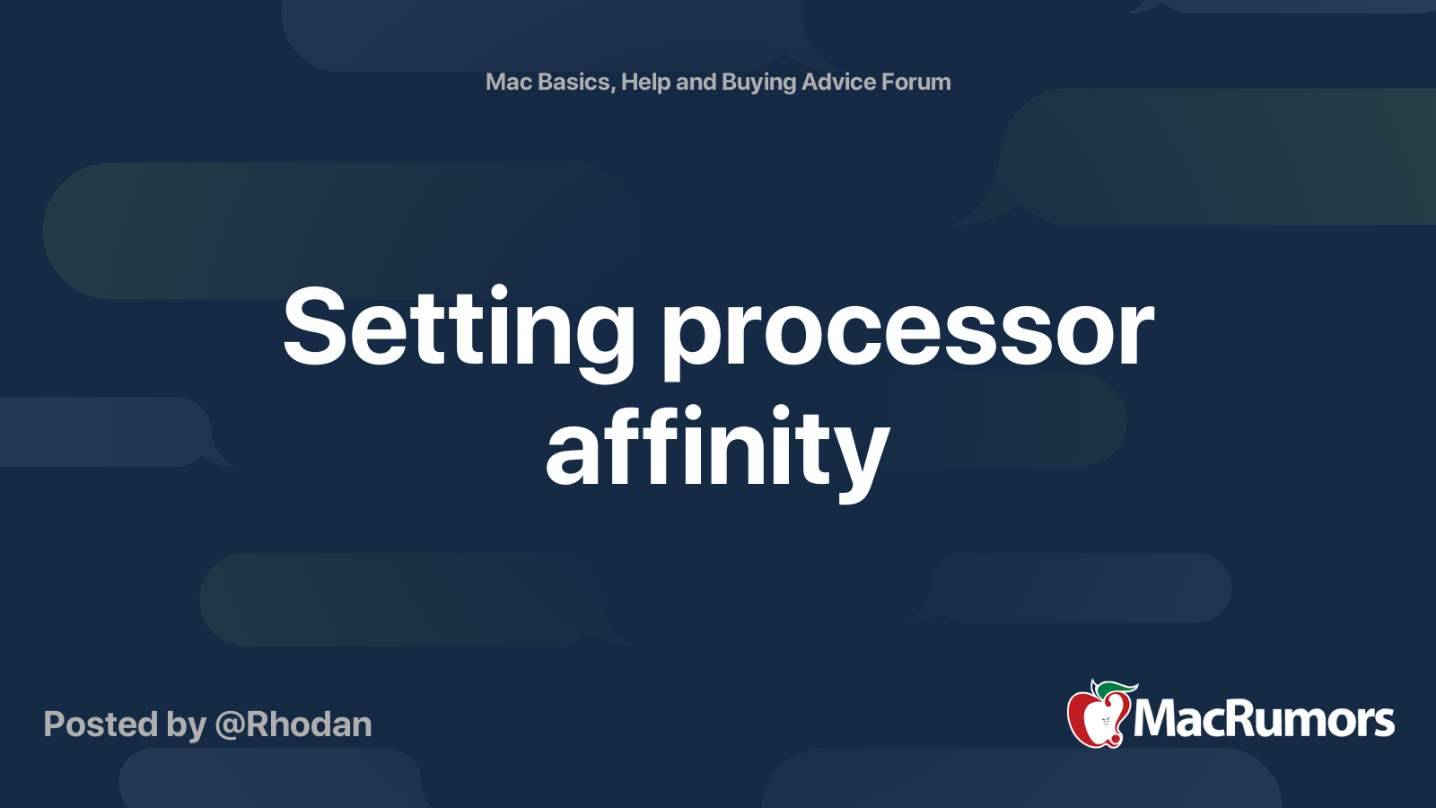 Setting processor affinity | MacRumors Forums