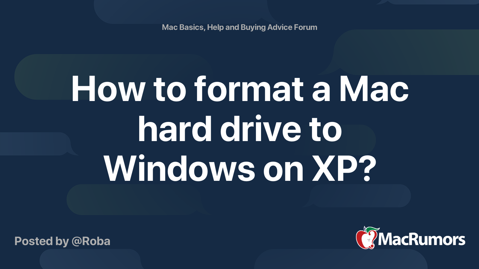 How To Format A Mac Hard Drive To Windows On XP MacRumors Forums