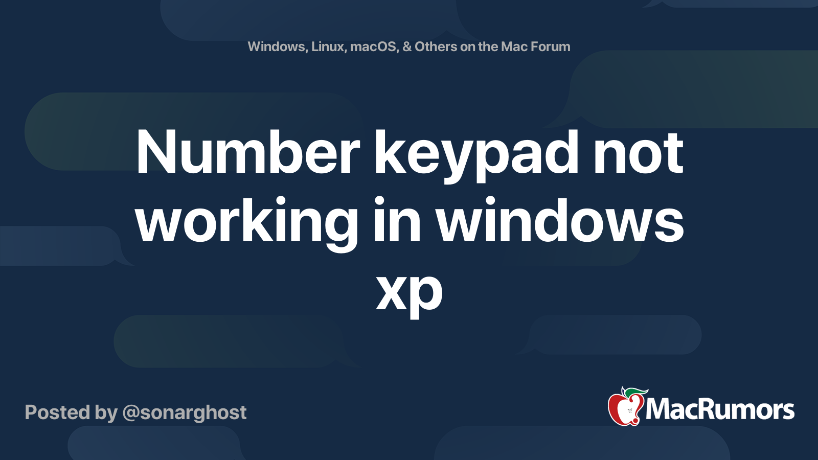 Number keypad not working in windows xp MacRumors Forums