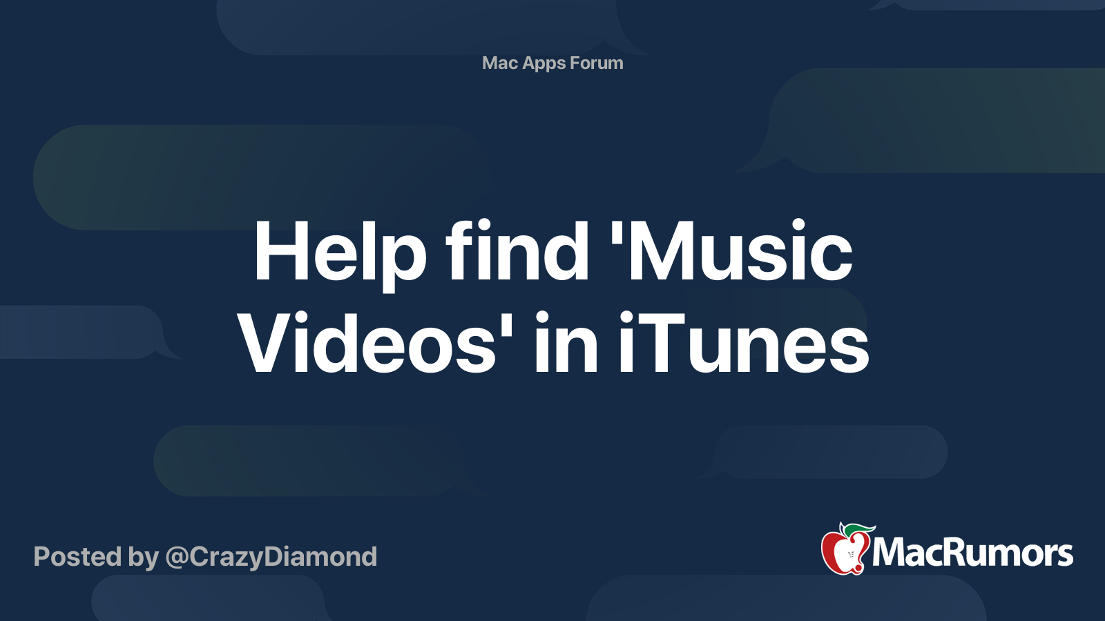 Help find 'Music Videos' in iTunes MacRumors Forums