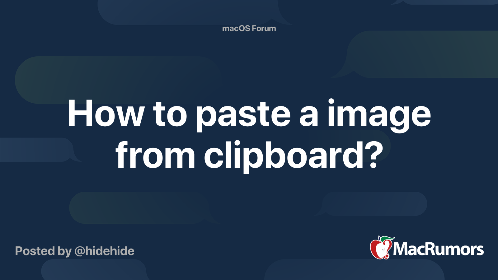 How to paste a image from clipboard? MacRumors Forums
