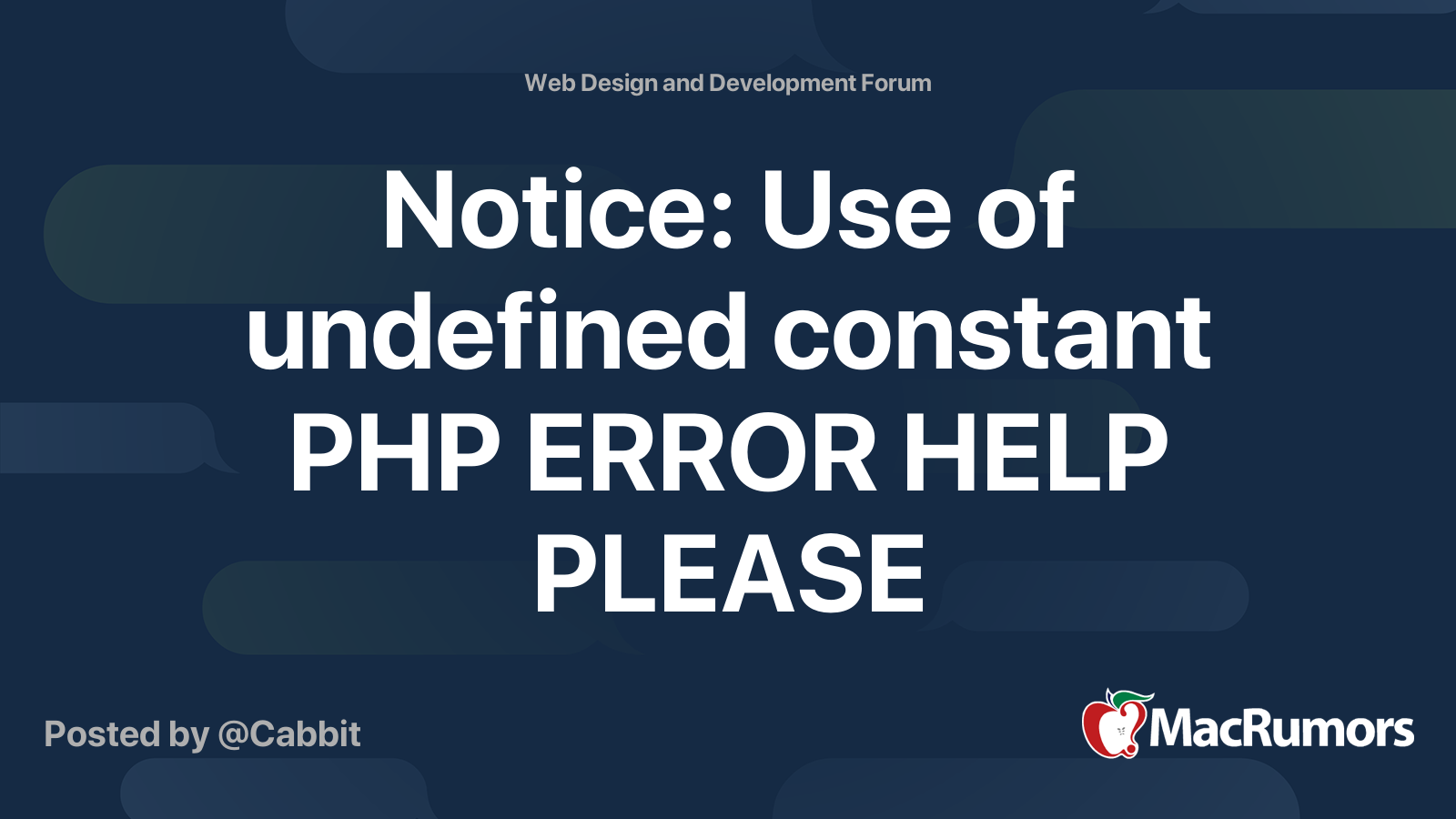 Notice: Use of undefined constant PHP ERROR HELP PLEASE | MacRumors Forums