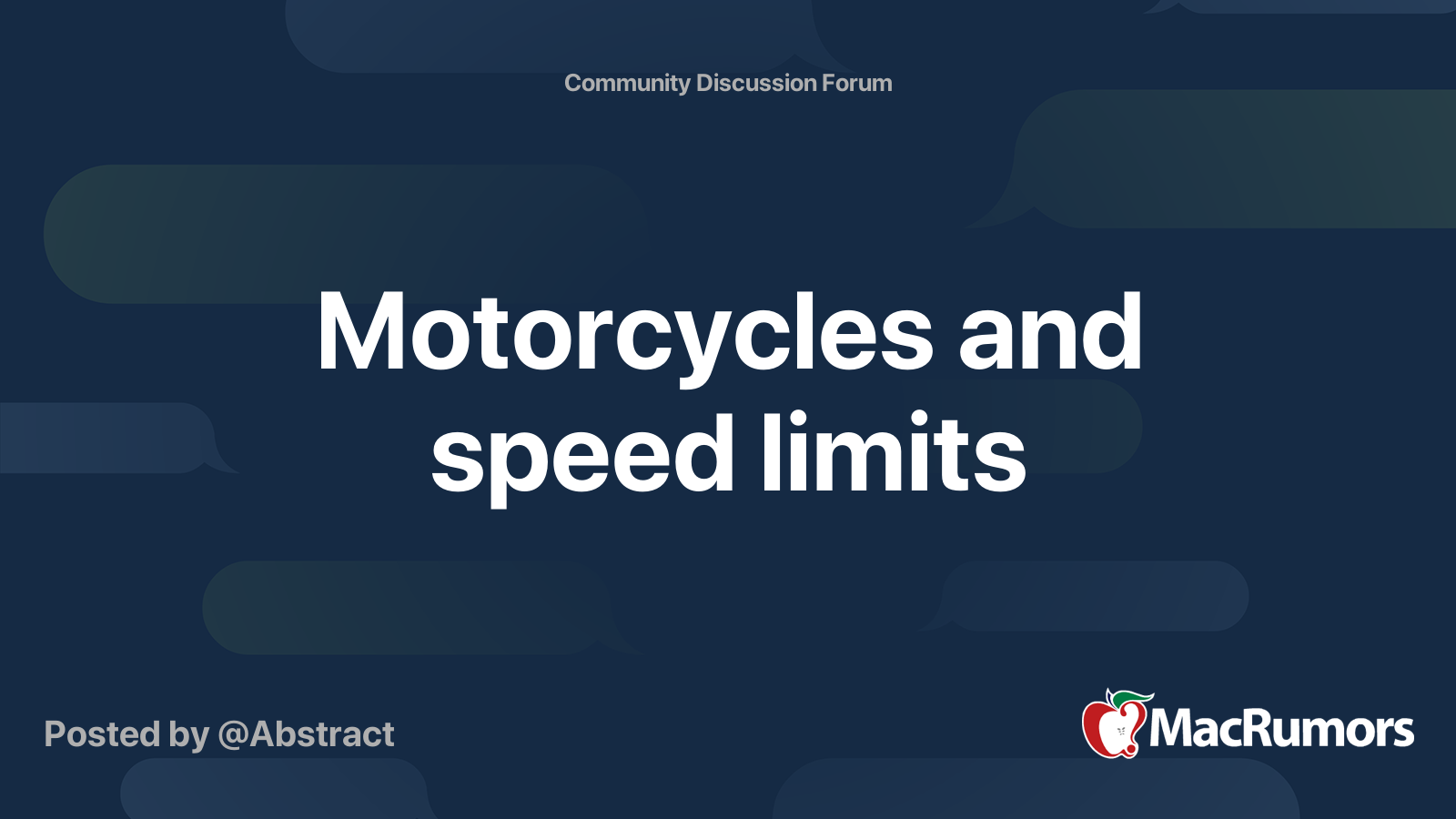Motorcycles and speed limits MacRumors Forums