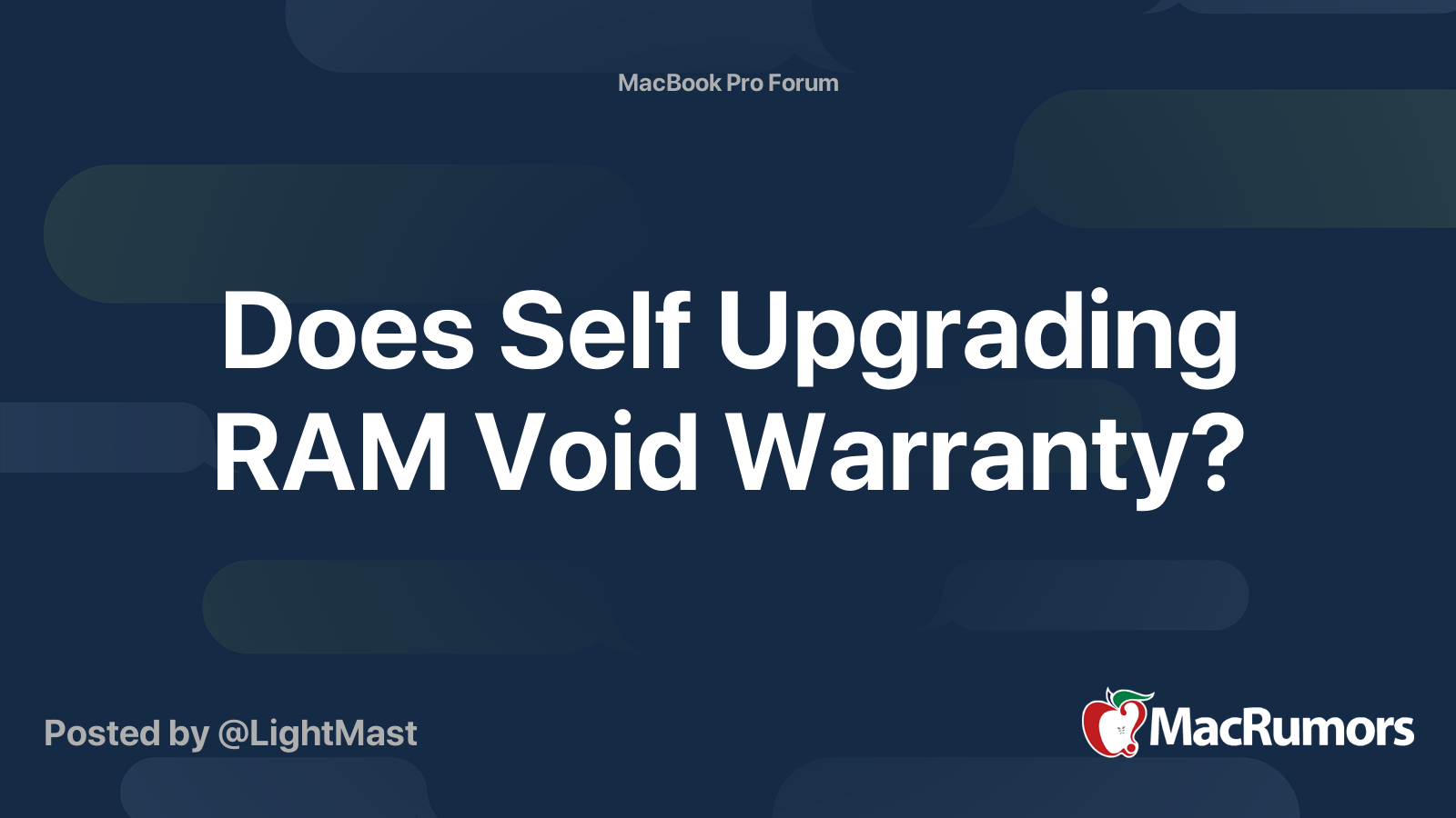 Does Self Upgrading RAM Void Warranty? MacRumors Forums
