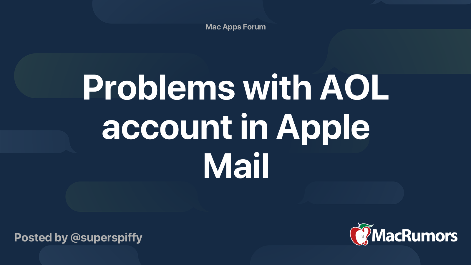 Problems With Aol Account In Apple Mail Macrumors Forums