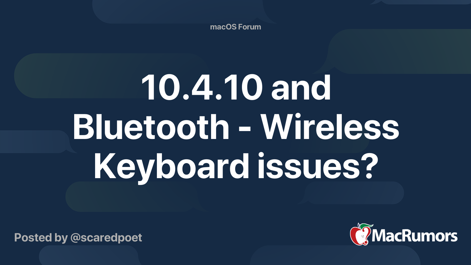 10.4.10 and Bluetooth Wireless Keyboard issues? MacRumors Forums