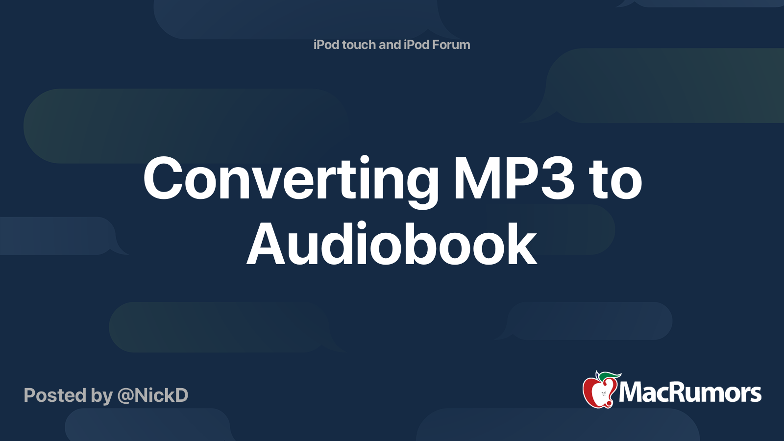 Converting mp3 to audiobook macrumors forums