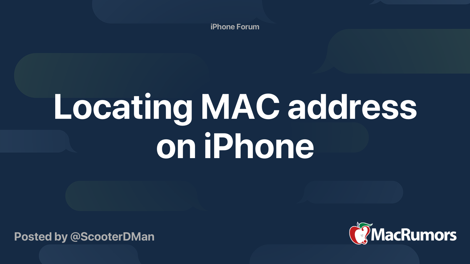 Locating MAC address on iPhone MacRumors Forums