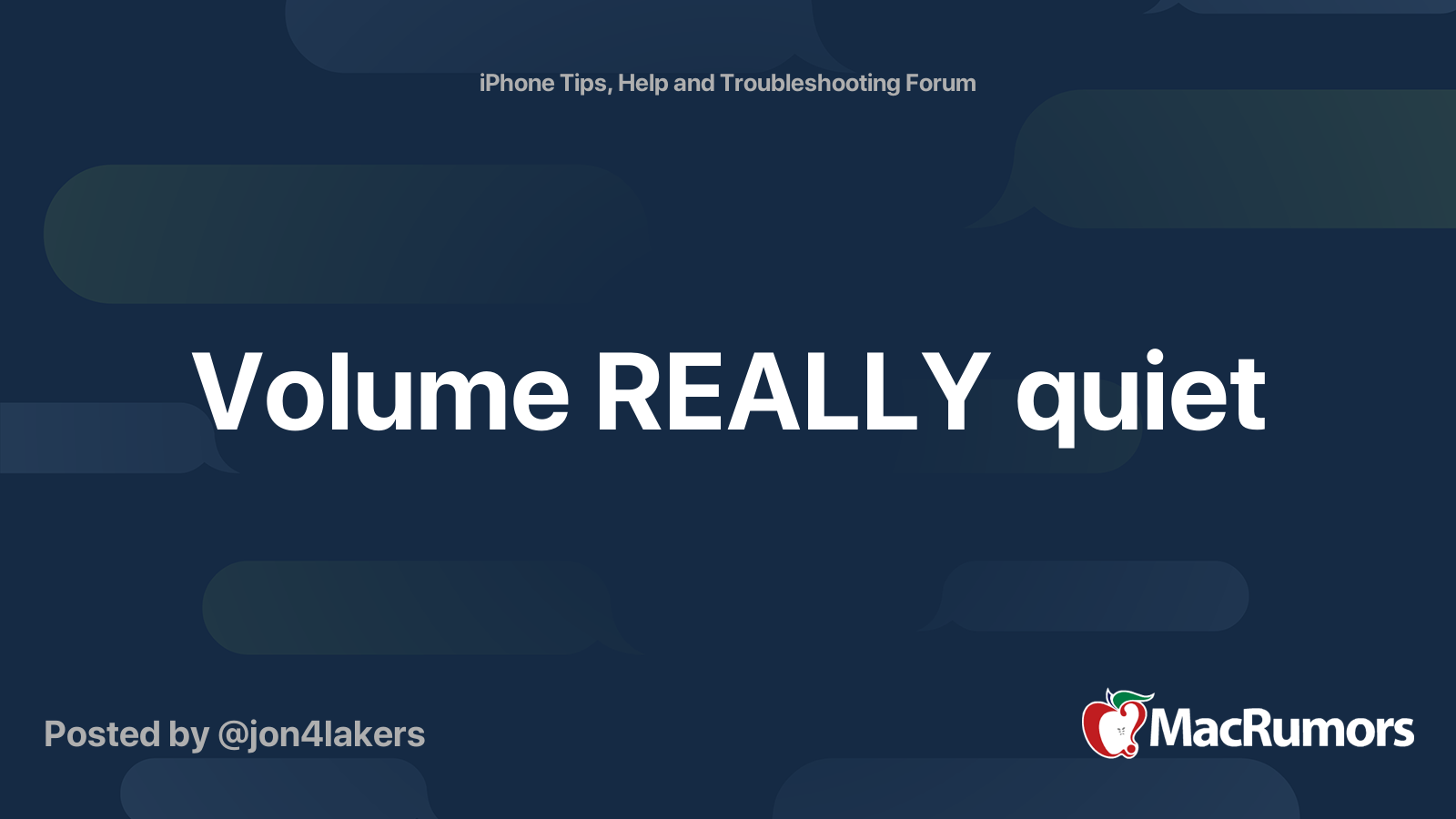 Volume REALLY quiet MacRumors Forums