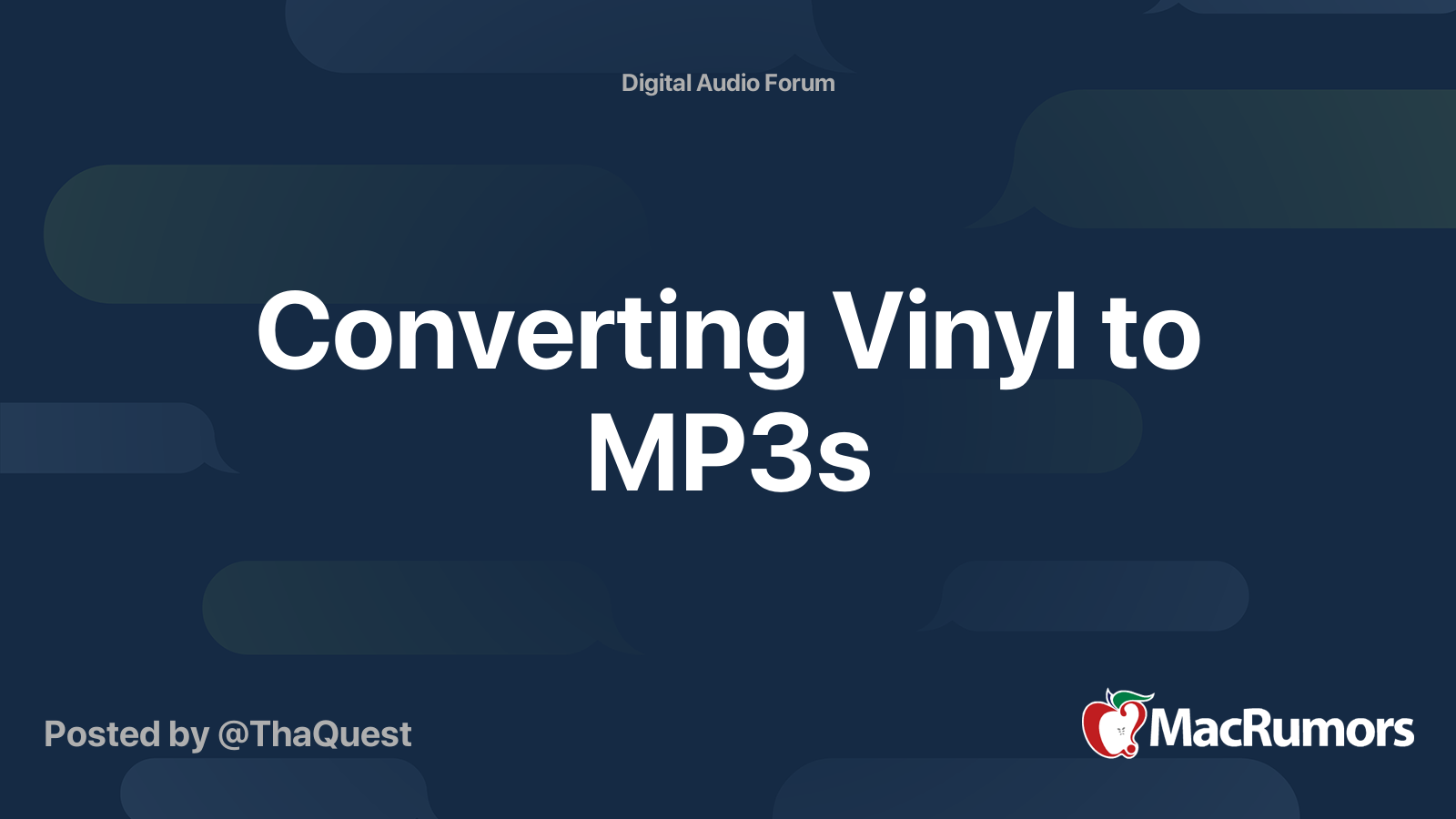 Converting Vinyl to MP3s MacRumors Forums