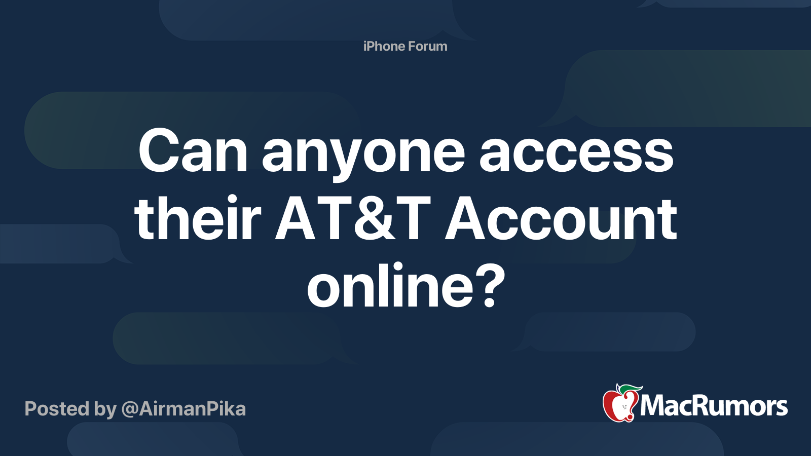 Can anyone access their AT&T Account online? | MacRumors Forums