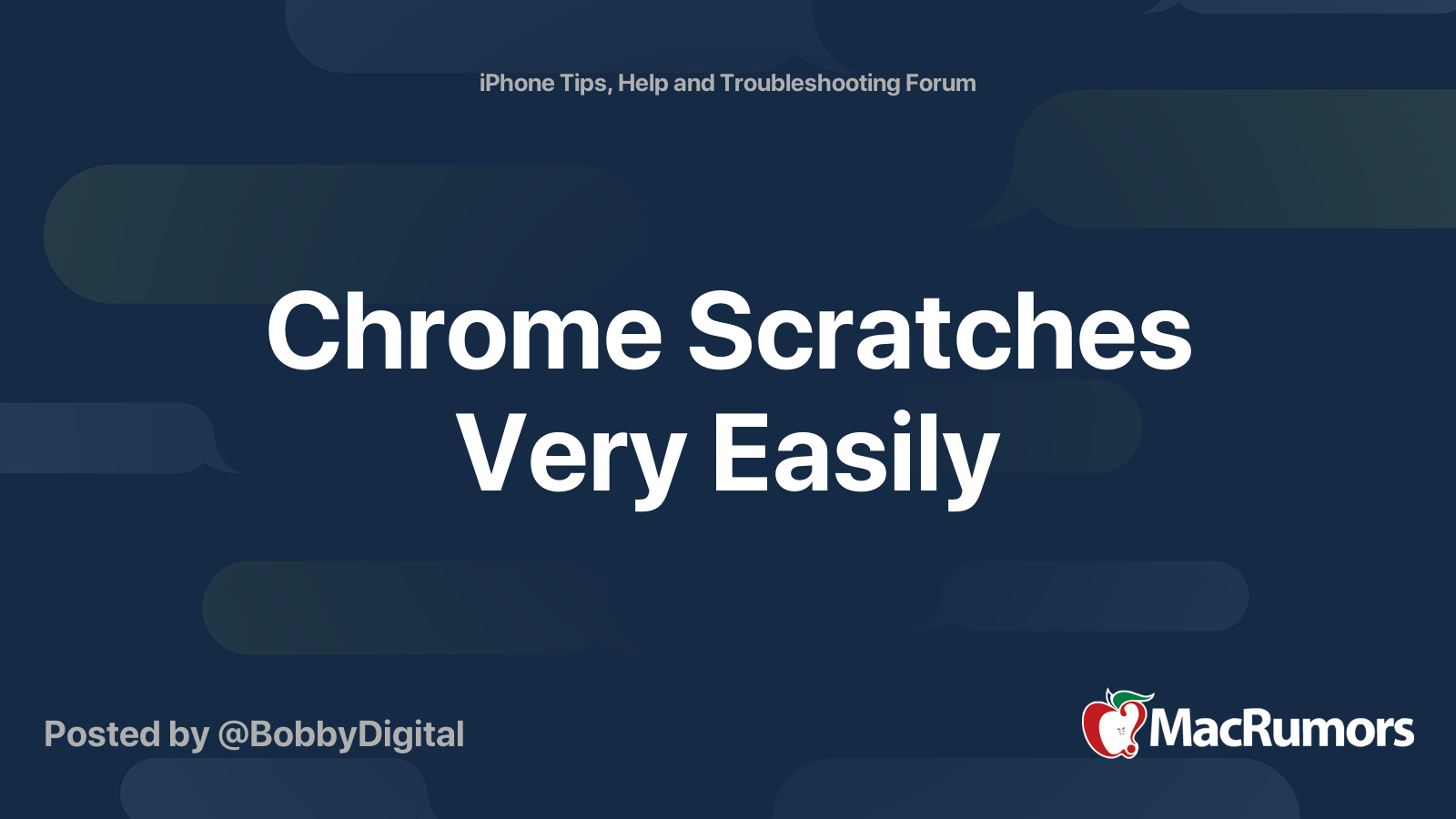 Chrome Scratches Very Easily MacRumors Forums