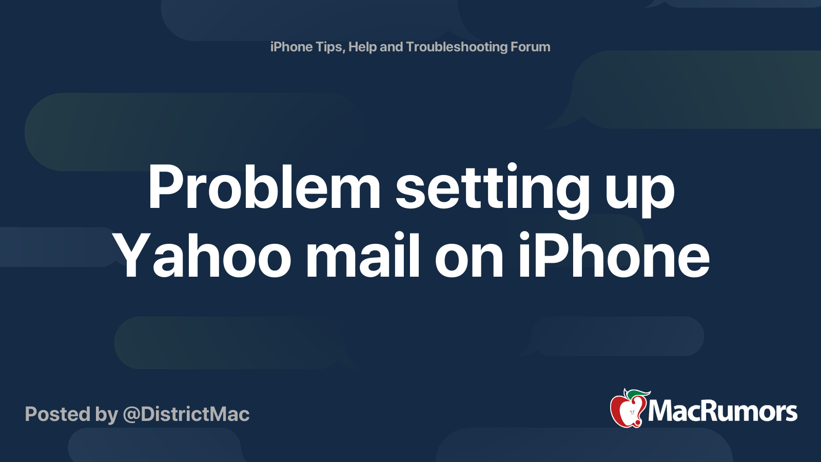 Problem setting up Yahoo mail on iPhone MacRumors Forums