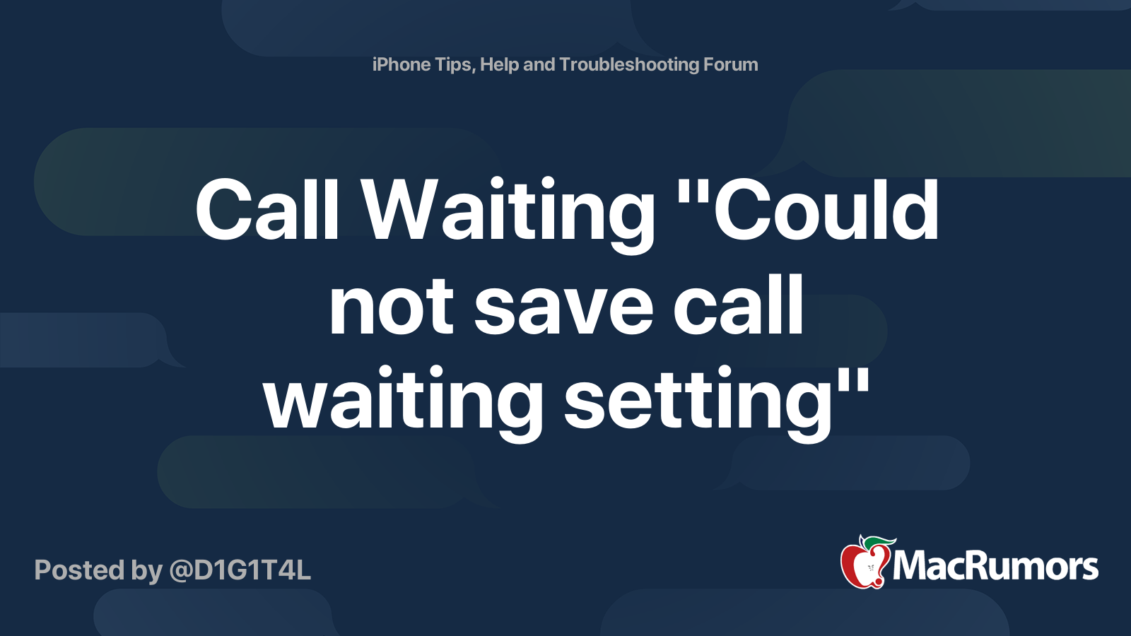 could not save call waiting setting iphone 16