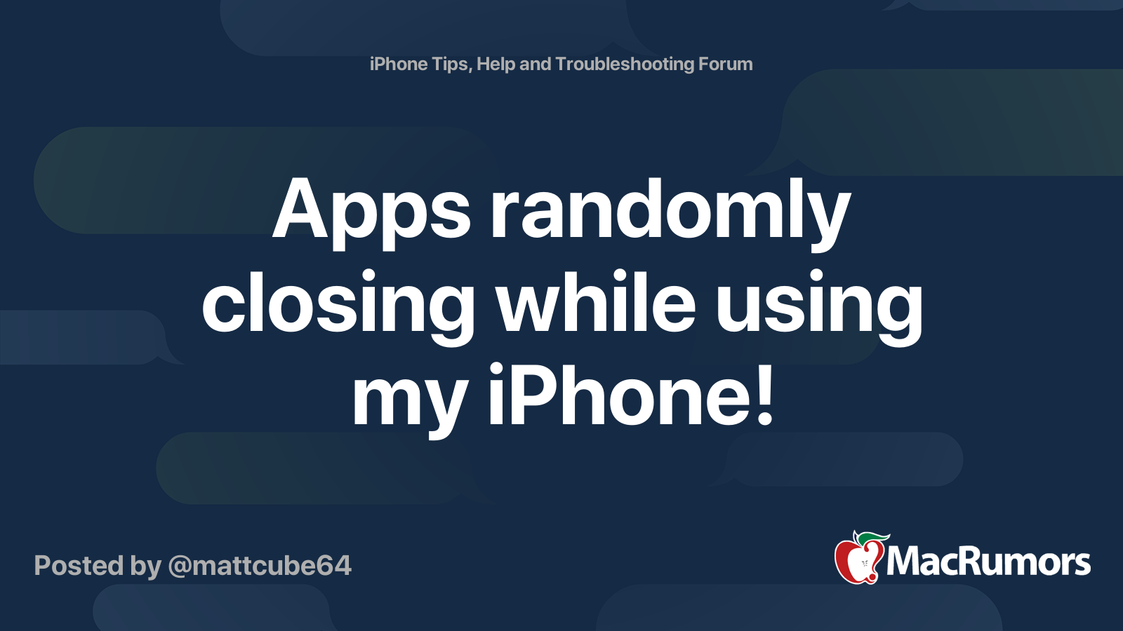 Apps randomly closing while using my iPhone! | MacRumors Forums