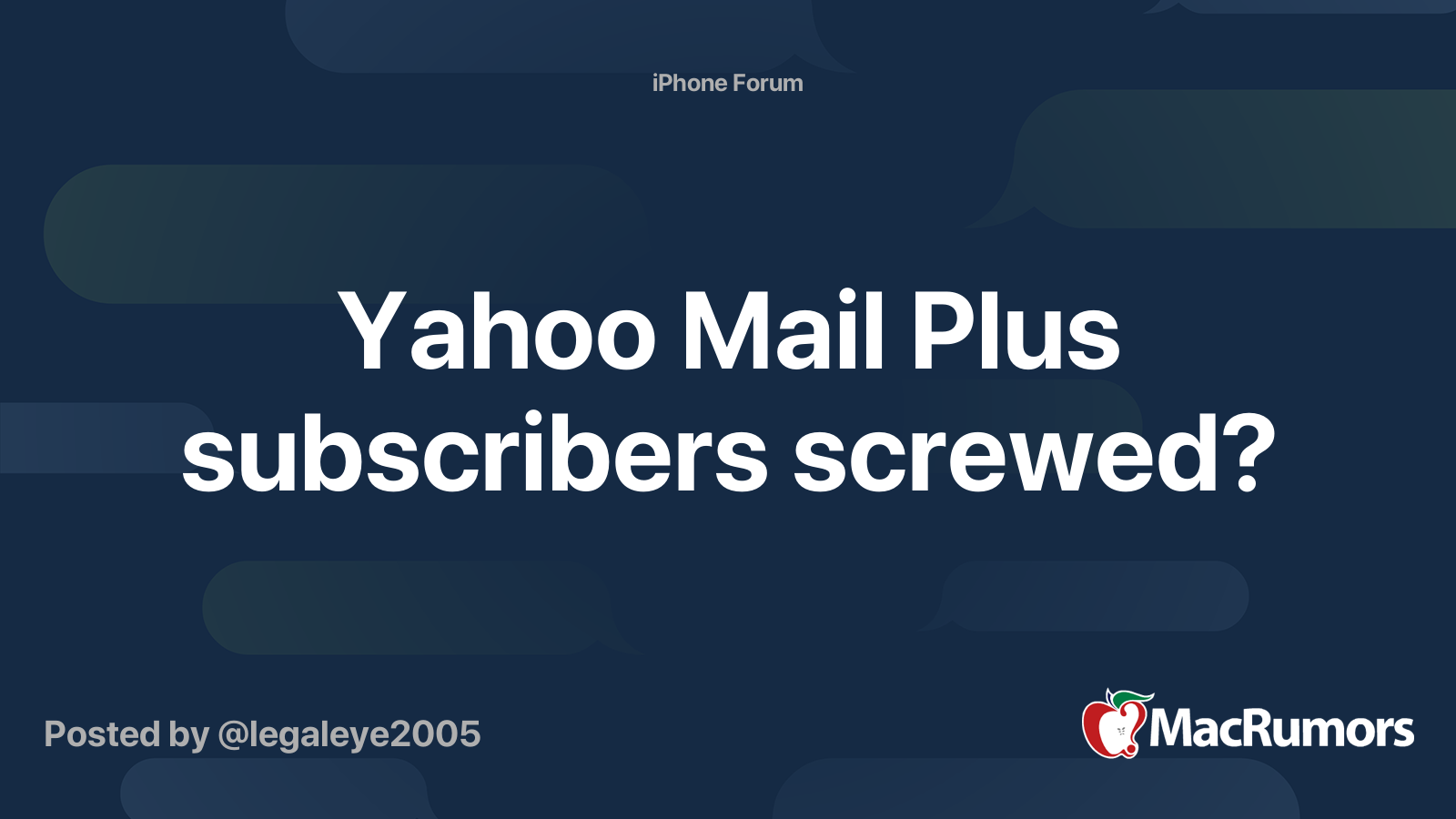 Yahoo Mail Plus subscribers screwed? MacRumors Forums