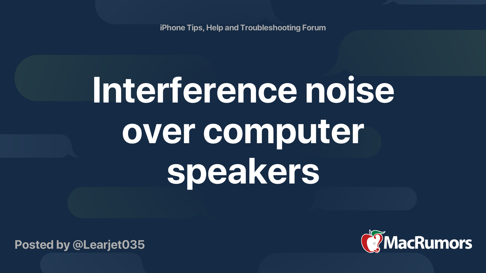 Interference noise over computer speakers MacRumors Forums