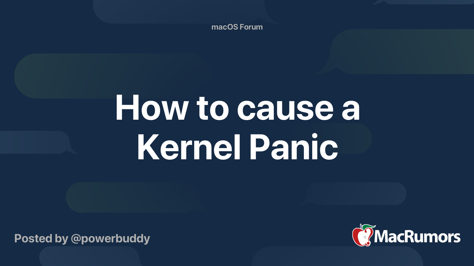How to cause a Kernel Panic | MacRumors Forums