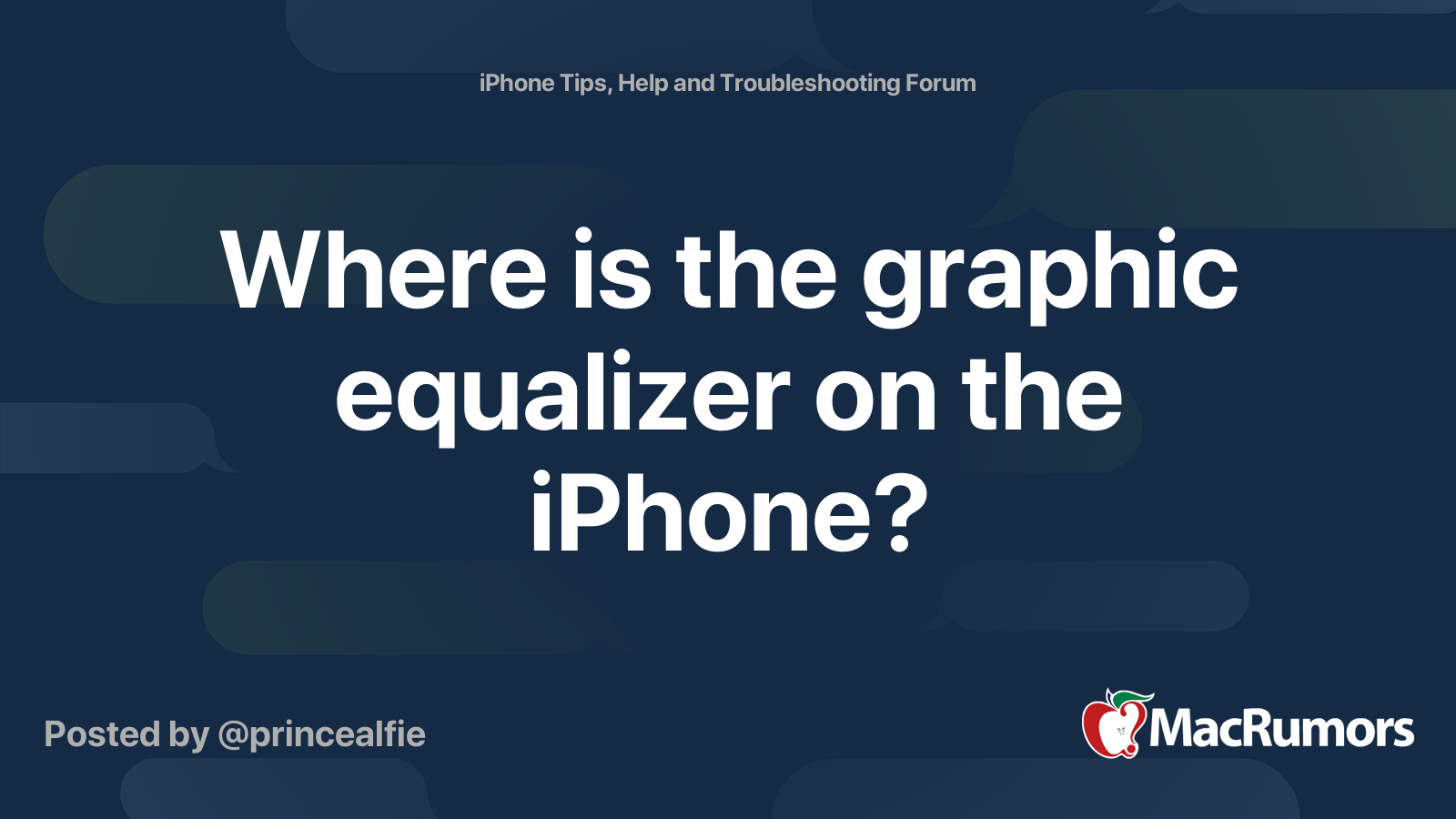 Where is the graphic equalizer on the iPhone? MacRumors Forums