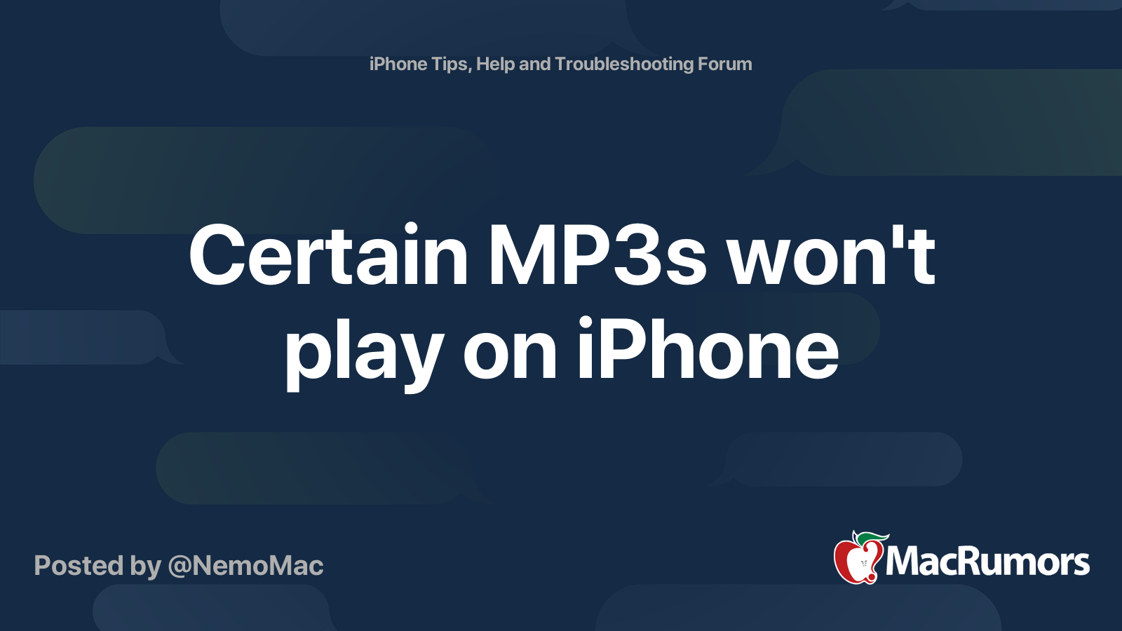 Certain MP3s won't play on iPhone MacRumors Forums