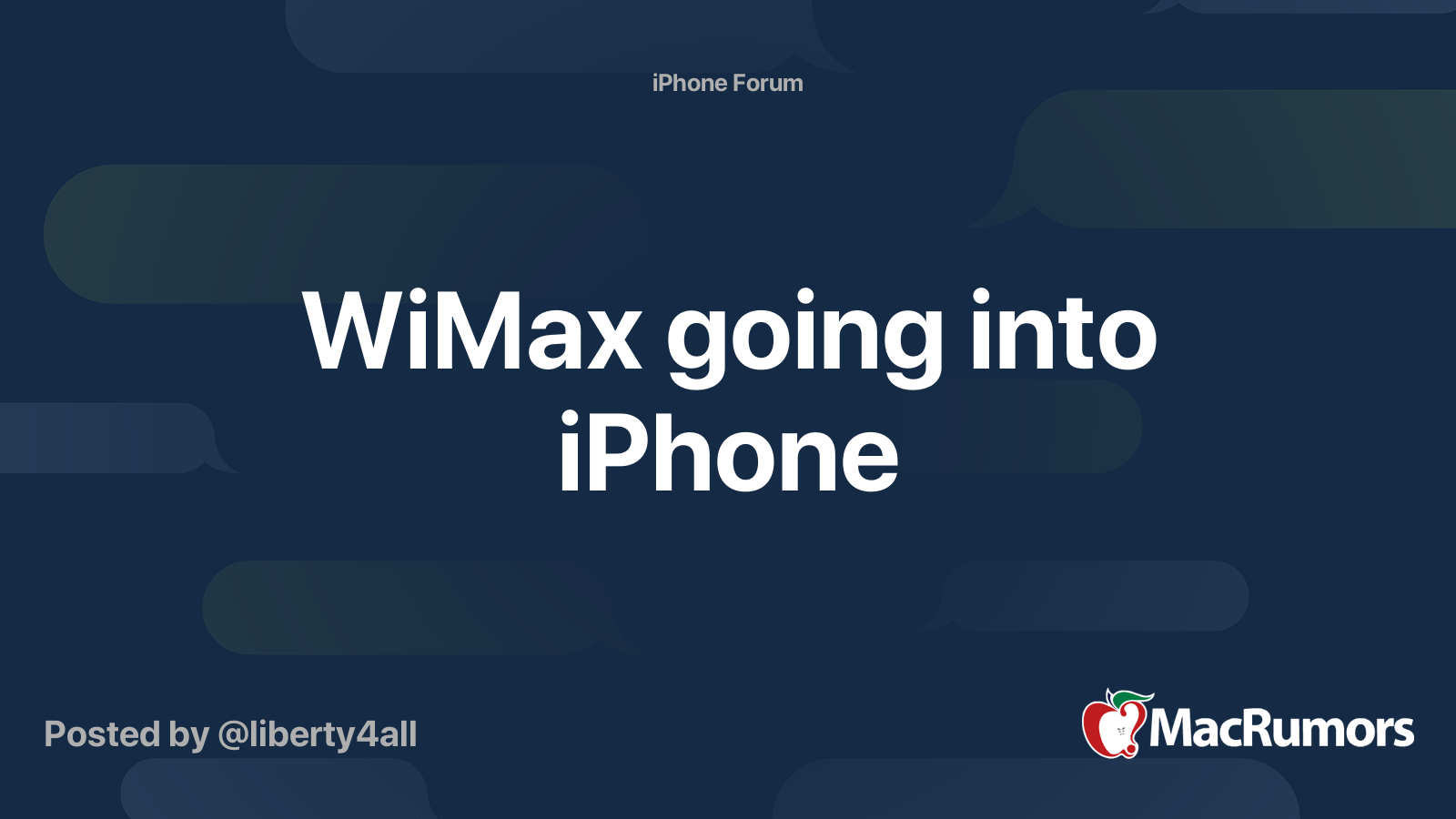 Wimax Going Into Iphone Macrumors Forums