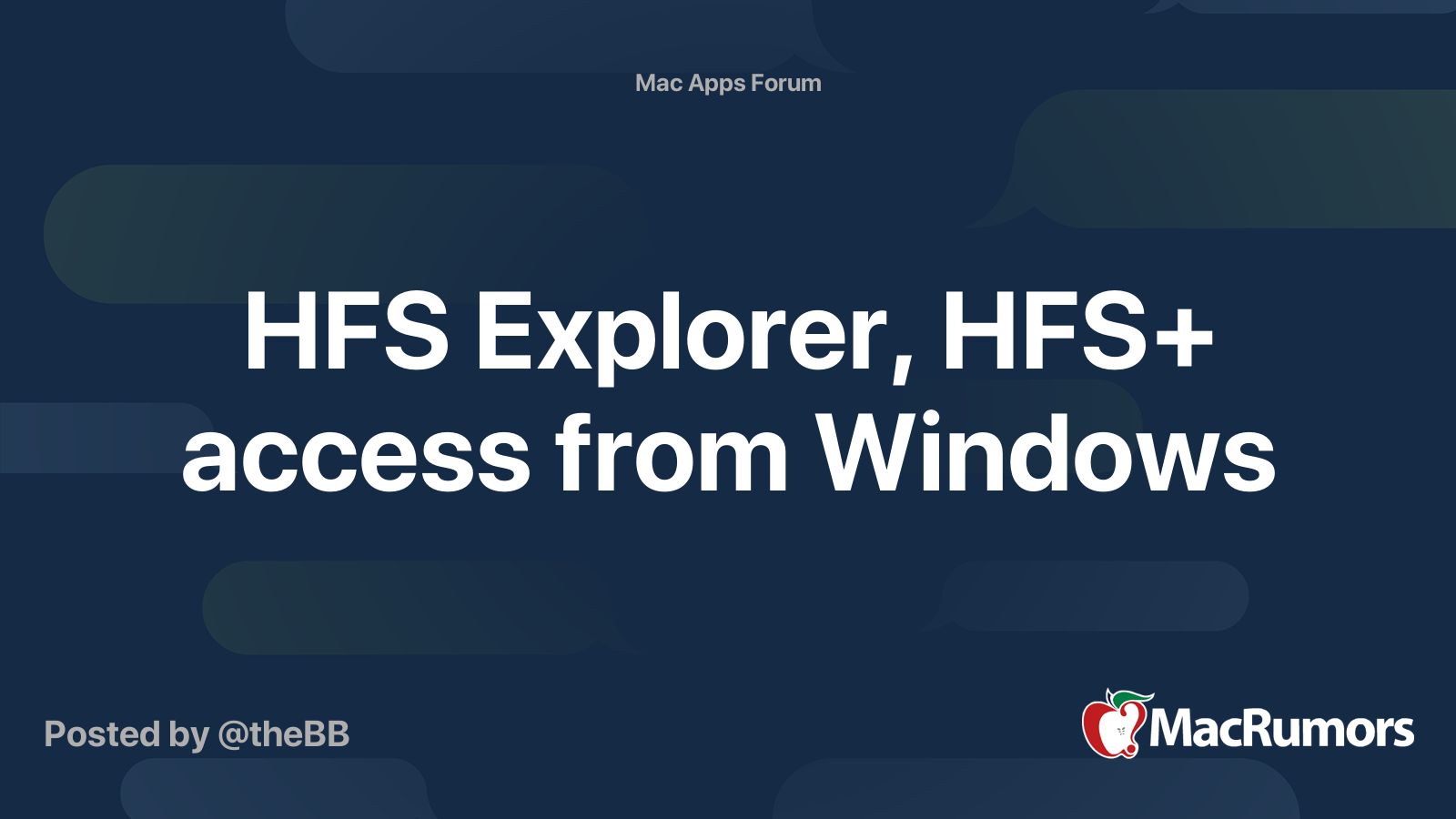 HFS Explorer HFS Access From Windows MacRumors Forums